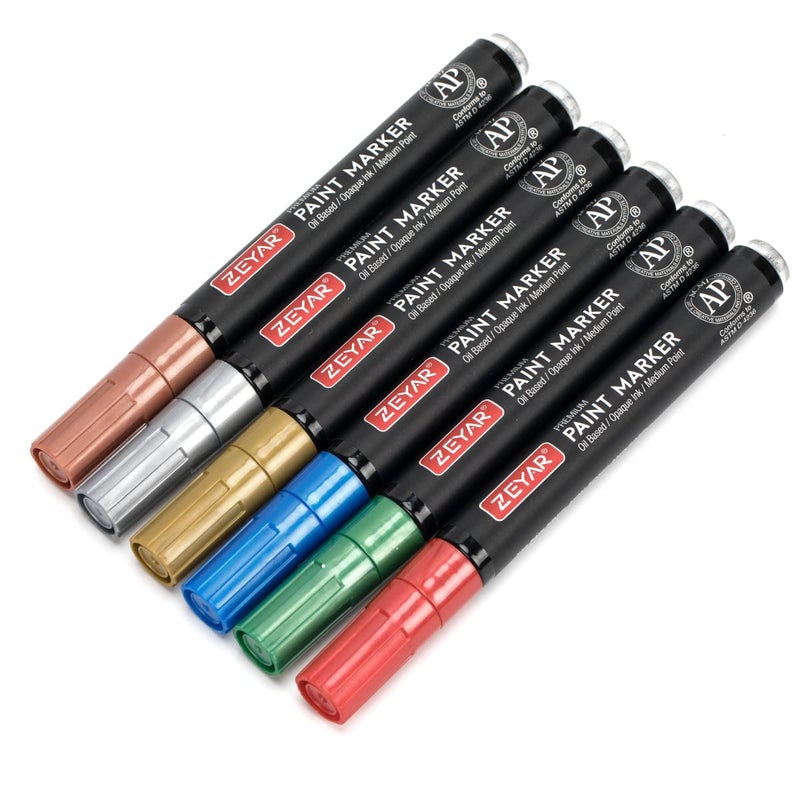 ZEYAR Oil-Based Paint Markers for Rock Painting, Medium Point, Waterproof ink, 18 Colors, AP Certified, Great on Mug, Rock, Glass, Canvas, Metal and more (18 Colors) - Image 5